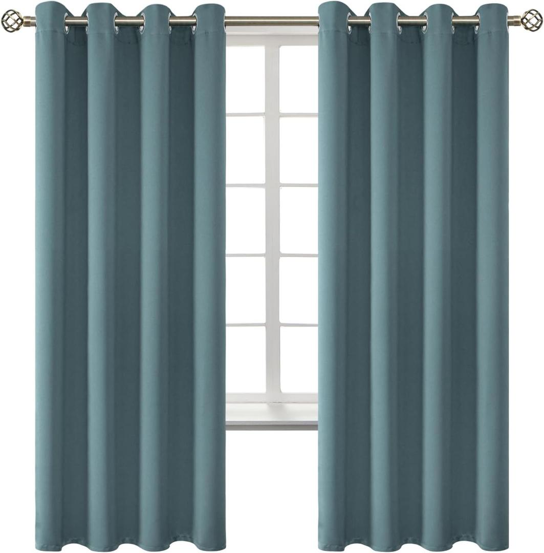 BGment Room Darkening Curtains 72 Inches Long - Grommet Thermal Insulated Drapes Window Treatment Curtains for Bedroom, 2 Panels, 52 x 72 Inch, Stone Blue