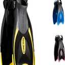 Cressi Snorkeling Fins, Palau, Adjustable Open Heel, Travel Fins for Adults | Quick-Adjust Buckle, Lightweight & Comfortable, Efficient Propulsion, Diving Fins, Scuba Fins, Snorkel Gear, Made in Italy,Black/Yellow, M/L | US Man 8.5/11 | US Lady 9.5/12 | EU 41/4