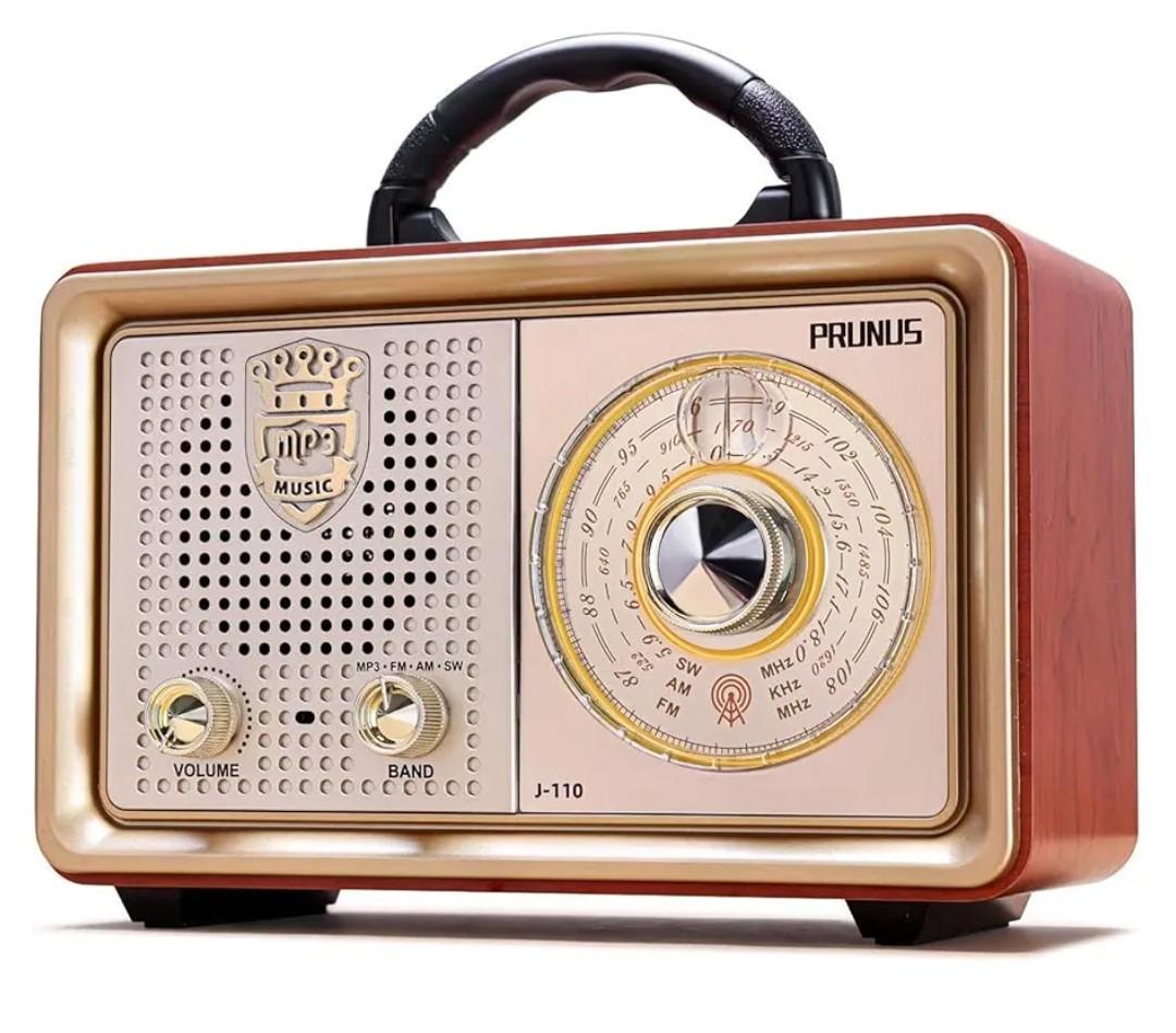 PRUNUS J110 Radio Portable AM FM,Transistor Plug in Wall AC Power&Battery Powered&Rechargeable Radio for Emergency Use,Vintage Radios with Bluetooth, for Dad and Mom, Grandma