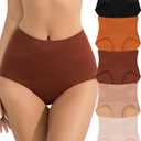 J-pone Tummy Control Underwear for Women Seamless High Waisted Panties No Show Stretch Full Coverage Tagless Briefs, 5 Pack