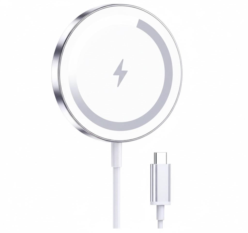 WRVVR for Apple Mag-Safe Charger 1Pack, Magnetic Wireless Charger for iPhone 17/17 Pro/17 Pro Max/Air/16 15 14 13 12 Pro Max Plus mini, Charging Pad for Airpods Pro 3 Strong Magnet, Silver