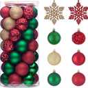 Valery Madelyn Christmas Tree Decorations Ornament Set, 50ct 2.36 Inches Red Green and Gold Shatterproof Christmas Ball Ornaments Hanging Xmas Holiday Party Decor (Large)
