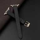 STIROLL Slim Leather Bands Compatible with Apple Watch Band 38mm 40mm 41mm 42mm(Series 11 10), Top Grain Leather Watch Thin Wristband for iWatch SE 9 8 7 6 5 4 3 2 1 (Black Starlight)