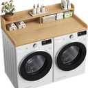 VOPEAK Washer and Dryer Countertop with Shelf, 2-Tier Washer Dryer Topper, 54" x 27.5" Spacious Laundry Countertop, Washing Machine Topper for Laundry Room Organization and Folding Clothes, Oak
