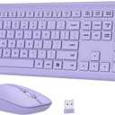 Wireless Keyboard and Mouse Combo, Full-Size Silent Ergonomic Keyboard and Optical Mouse, Long Battery Life, 2.4GHz Lag-Free Cordless Mice Keyboard for Computer, Mac, Laptop, PC, Windows(Purple)