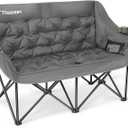 Trakiom Double Camping Chair, Oversized with Cup Holders, Grey