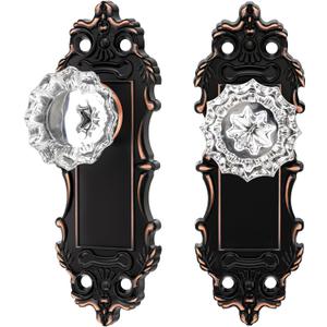Antique Dummy Door Knobs Interior Oil Rubbed Bronze 2 Pack Doorknob Crystal Glass Closet Door Handle Vintage Door Pulls for Pantry Door Hallway