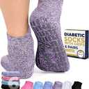 Pembrook 6 Pairs Diabetic Ankle Socks for Men & Women with Grips - 12 Colors Neuropathy Socks for Men | Non Slip | Edema