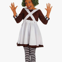 fun shack Girls Oompa Loompa Costume Kids Chocolate Factory Worker Dress Outfit, Size Small
