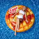 Giant Eggo Waffle 5 Feet Large Round Inflatable Pool Float, Raft, Beach & Lake, Tanning Lounger, Durable Vinyl