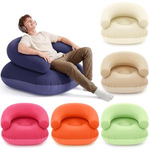 Novabright 12 Pcs Inflatable Chairs for Adults Blow Up Games Chairs Folding Portable Flocking Inflatable Sofa for Living Room Learning Camping Party (Colorful)