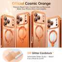 Offical Cosmic Orange for iPhone 17 Pro Max Case with 360 Spin Stand [DIY Glitter Cardstock] [Fit for MagSafe] 16FT Mil-Protection Polished for iPhone 17 Pro Max Case with Stand 6.9'', Cosmic Orange