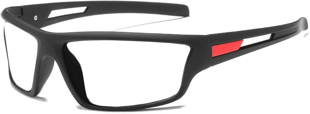 willochra full lens Safety Glasses with Readers Wrap Around Sport Magnifying Blue Light Blocking Reading Goggles for Men (1.0 Diopters, Black Red)