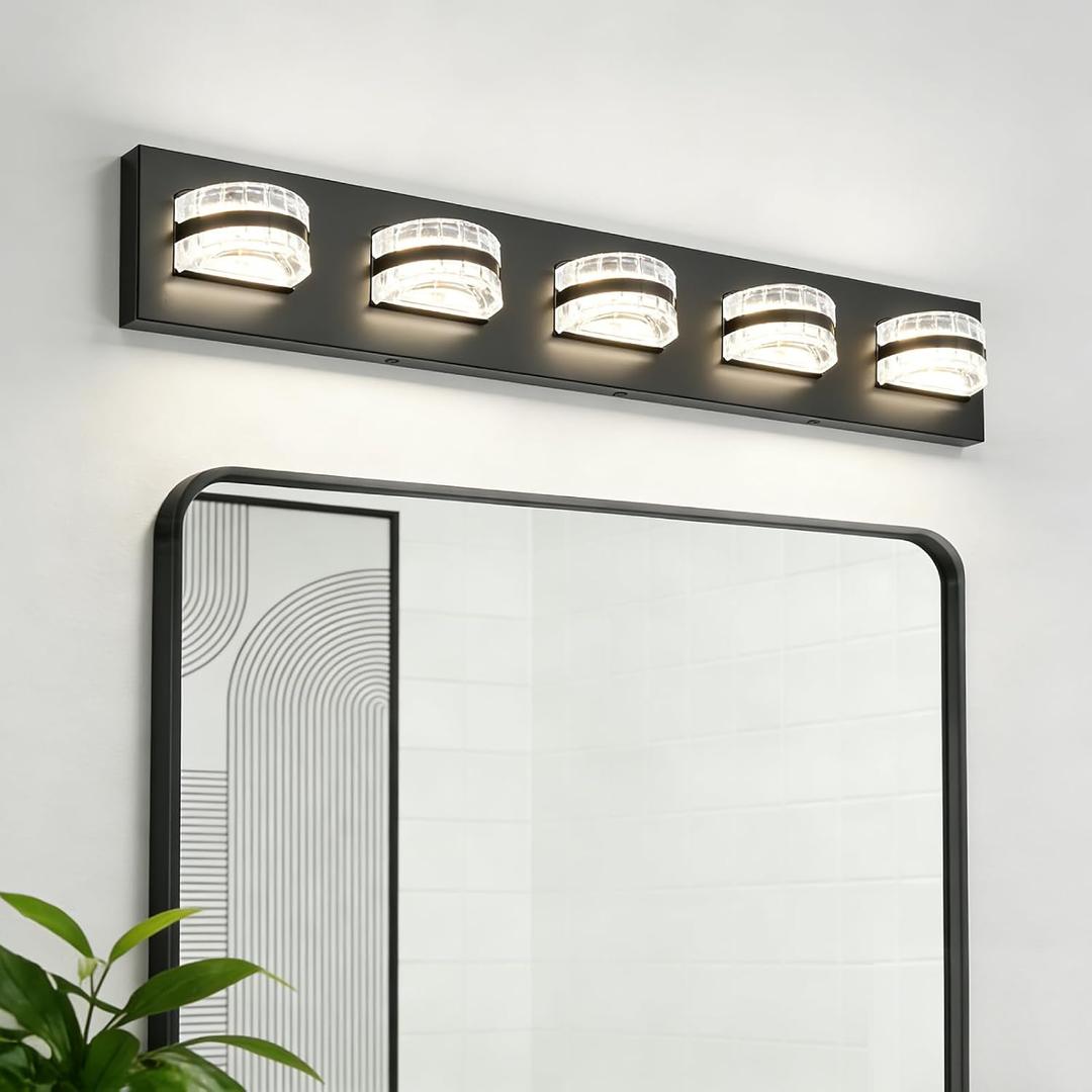 Rotatable LED Bathroom Vanity Light 5-Light 32" Black Dimmable ETL, 5 Light-32in-1pack