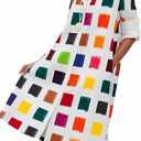 BDAILKA Women's Shirt Dress Casual Midi Dress Button Down V Neck Fit A-Line Shirt Dresses (White, S)