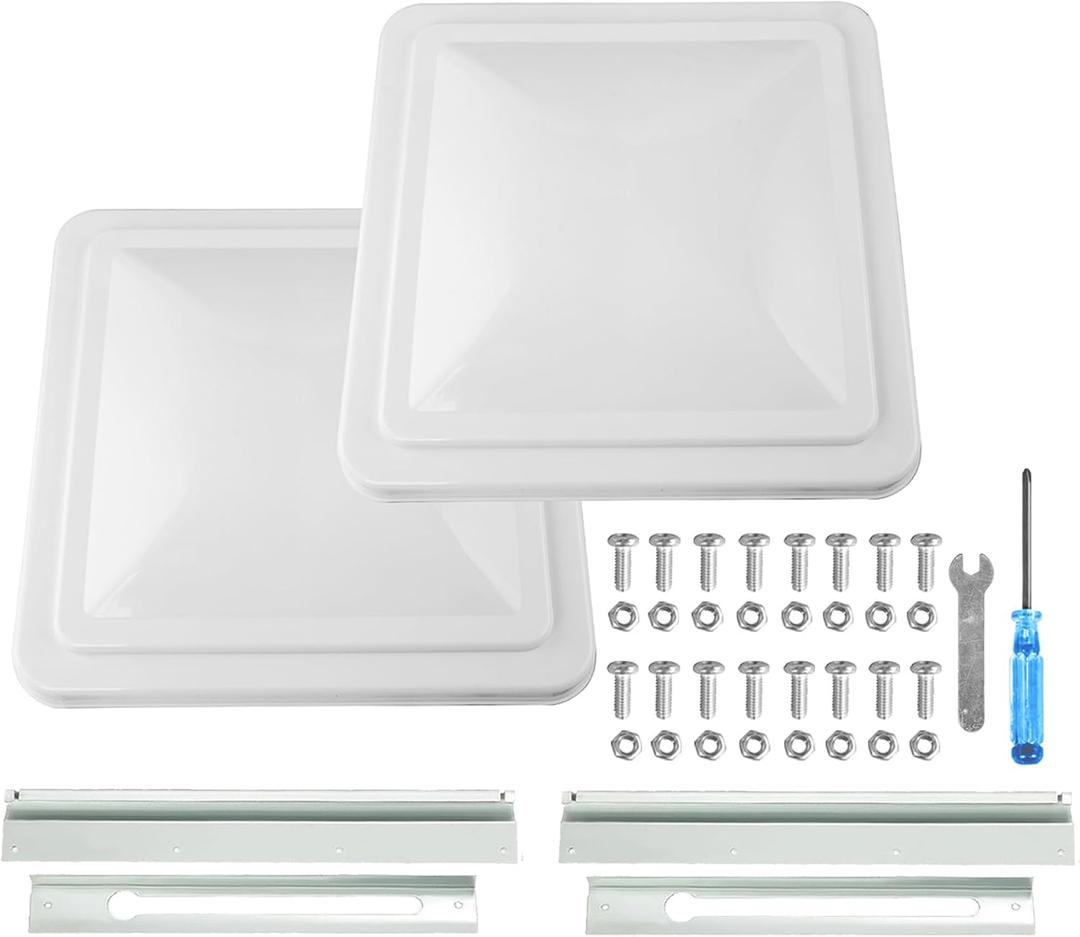 2 Pack 14" Universal Roof Vent Cover Vent Lid Replacement for RV, Trailer, Camper, Motorhome Roof Vent Cover White