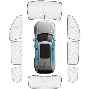 KMF 8pcs Full Window Sun Shades for Jeep Grand Cherokee 2022-2025 Accessories(NOT for Cherokee L&Cherokee), Privacy Car Window Covers for Windshield Side Rear, UV Block and Blackout Camping