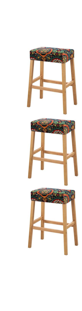 Stool Covers Rectangular Set of 3, Stretch Printed Vanity Stool Covers Washable Saddle Bar Stool Slipcover Bench Seat Protector with Elastic Bands Pattern of 1
