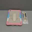 SEYMAC stock Case for Samsung Galaxy Tab A9+ Plus 11'', Full-Body Drop Protection Case with Screen Protector Pencil Holder [360 Rotating Hand Strap] &Stand, Yellowish+Pink