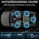1600W Slim Underseat Car Subwoofer and Amp Package, Powered Car Subwoofer with Built-in Amp, Subsonic Deep Bass, RGB Beat Light, Low Pass/Gain/Bass Boost Control, Truck SUV Car Audio Subwoofer