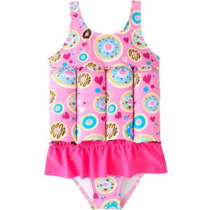 IDOPIP Kids Boys Girls Floatation Swimsuit with Adjustable Buoyancy Baby Float Suit Swim Vest One Piece Swimwear Bathing Suit (9-12 Months, Pink Donut)