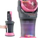 WESTTREE Portable Misting Fan with Large Battery Fan-Rechargeable Outdoor Misting Cooling Fans with 2L Water Tank,RGB Lights,4 Speeds & Spray Modes-for Patio, Camping, Beach, Workshop (Gray-Pink)
