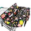 Shopping Cart Cover for Baby,2-in-1 Baby Cart Covers with Portable Cloth Bag Cart Seat Pad for Babies Grocery Cushion Cover Restaurant,Suitable for All Supermarkets and Restaurants (Black pink)