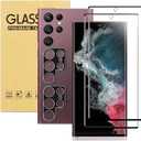 XDesign [2+2 Pack Galaxy S22 Ultra Screen Protector, 9H Tempered Glass Scratch Resistant, Ultrasonic Fingerprint Support, For Samsung Galaxy S22 Ultra 5G 6.8 Inch Glass Screen Protector