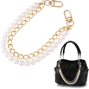 HINZIC Pearl Purse Chain Straps, Gold Handbag Charm Extender Replacement, Metal Shoulder Crossbody Bags Accessories for Women