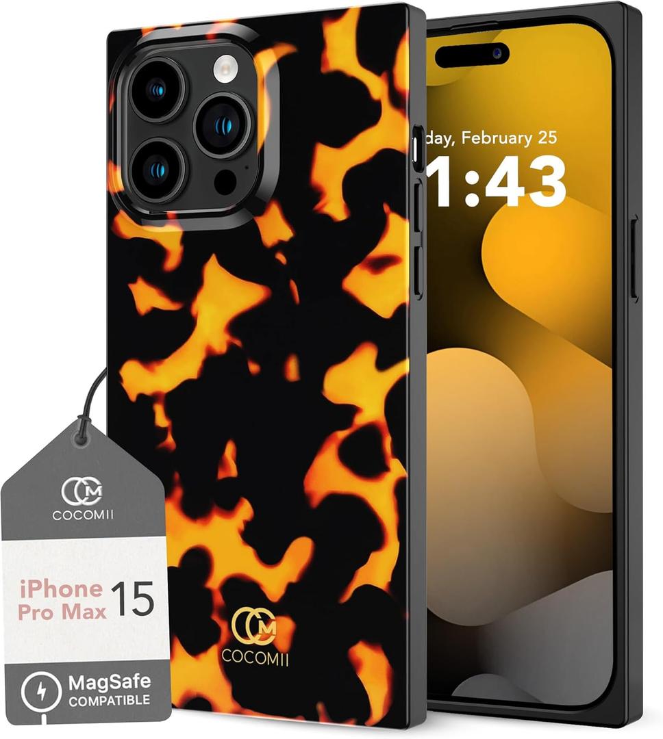 Cocomii - Rectangle Case Compatible with iPhone 15 Pro Max - Compatible with MagSafe, Animal Print, Fashionable Pattern, Glossy, Magnetic Phone Case for iPhone 15 Pro Max 6.7 inch, Tortoise