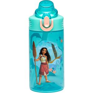 Zak Designs Disney Moana Sage Kids Water Bottle For School or Travel, 16oz Durable Plastic Water Bottle With Straw, Handle, and Leak-Proof, Pop-Up Spout Cover (Moana, Maui) (16 Ounces, Disney Moana (Moana, Maui))