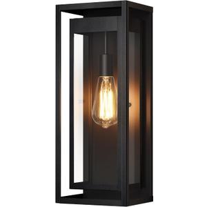 19" Outdoor Wall Lights, Large Size Matte Black Outdoor Sconce Lights with Clear Glass Shade, Waterproof Porch Lighting Exterior Light Fixture for Front Door, Garage, 1 Pack