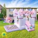 FINCOME Inflatable Bounce House for Kids, Bounce House with Slide, Jumping Bouncy Castle for Wedding, Party, Birthday Indoor/Outdoor (Purple)