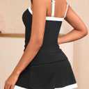 Women Tankini Swimsuits with Skirt - Two Piece Swimsuit Tummy Control Bathing Suits 2025 Swimwear (Black, L)