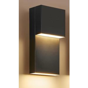 tewei Modern LED Outdoor Wall Sconce 20W Exterior Lighting Fixtures, Black Outside Lights for House Integrated LED Outdoor Wall Mount Lights for Front Porch Garage, Warm White 3000K, 1 Pack