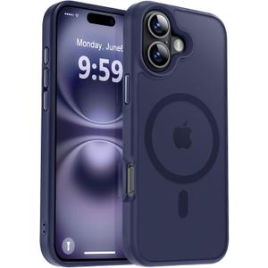 MOCCA Strong Magnetic for iPhone 16 Case, [Compatible with Magsafe][16FT Mil-Grade Drop Protection] Slim Thin Translucent Matte Protective Cover Case for iPhone 16 Phone Case 6.1", Deep Blue