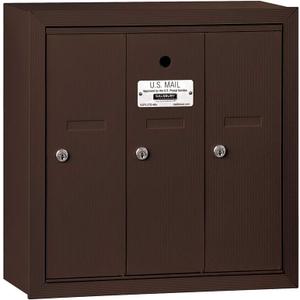Salsbury Industries 3503ZSU Surface Mounted Vertical Mailbox with USPS Access and 3 Doors, Bronze