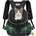PetAmi Dog Front Carrier Backpack, Ventilated Adjustable Dog Pet Cat Chest Carrier Backpack, Dog Carrier for Hiking Camping Travel, Small Dog Puppy Medium Cat Carrying Bag, Max 10 lbs, Black (Medium (15.5x9x15.5)