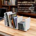 MyGift White Wood Desktop Bookshelf Organizer, Expandable Adjustable Display Shelf Book Rack