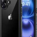 Lanhiem for iPhone 16 Waterproof Case, Dustproof Case Built-in Screen Protector, Camera Protection, Full Body Heavy Duty Rugged Phone Cover for 16-6.1 inch (Black/Clear)