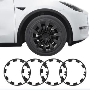 Rim Protector for Model Y, ABS+PC Wheel Rim Guard with Scratch & Scuff Protection, Prevents Curb Rash & Scratches, Clip-on Hub Protector Rings (Matte Black, 2020-2024 Model Y 20 Induction Wheel)