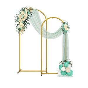Metal Arch Backdrop Stand 2 Set (3.9FT/2.6FT), Gold Wedding Arch Frame, Balloon Arch Stand for Wedding, Baby Shower, Birthday, Ceremony, Party Decor