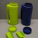 (2-Set) Multipurpose 2L Handheld Spreaders (Blue and Green) - Handheld Shakers for Seeds, Fertilizer, Salt, and More - With an Adjustable Dial for 7 Opening Modes - Includes 2 Scoops (Green)