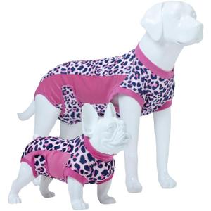Recovery Suit for Female & Male Dogs After Surgery, Breathable Dog Onesie Cone Alternative, Anti-Licking Surgical Suit for Spay Neuter Wounds (L-(Back:18"-19"), Fuchsia Leopard)