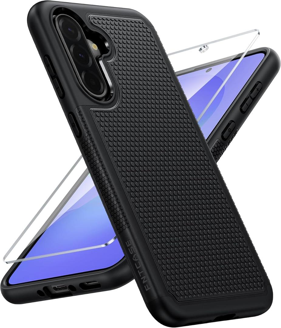 FNTCASE for Galaxy A36-5G Phone Case: Samsung A36 A56 5G Dual Layer Protective Heavy Duty Cover Shockproof Rugged with Non Slip Textured Back - Military Protection Bumper Tough 6.7 Inch (Black)