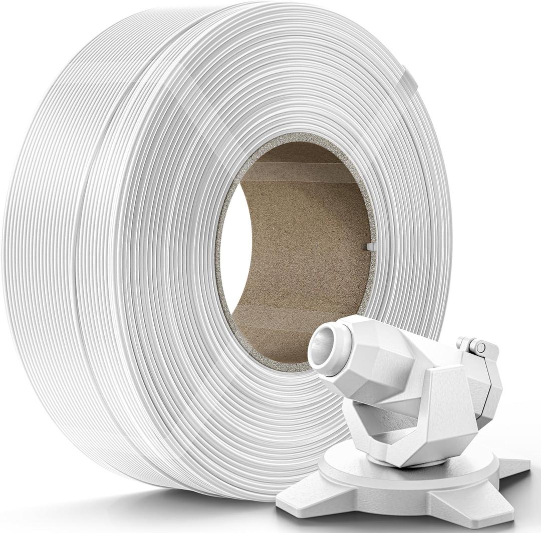 Creality PETG Filament Refill 1.75mm 3D Printer Filament, 1kg (2.2lb) Refilament for Bambu Lab Reusable Spool, Dimensional Accuracy 0.03mm, White