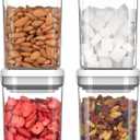 MR.SIGA 4 Pack Airtight Food Storage Container Set, BPA Free Kitchen Pantry Organization Canisters with One-handed Leak Proof Lids, 1L / 33.8oz, Medium, White