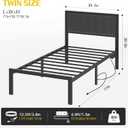 OLEVS Twin Bed Frame with Headboard Metal Platform Bed Twin Size with USB Charging Station and LED Lights, No Box Spring Needed