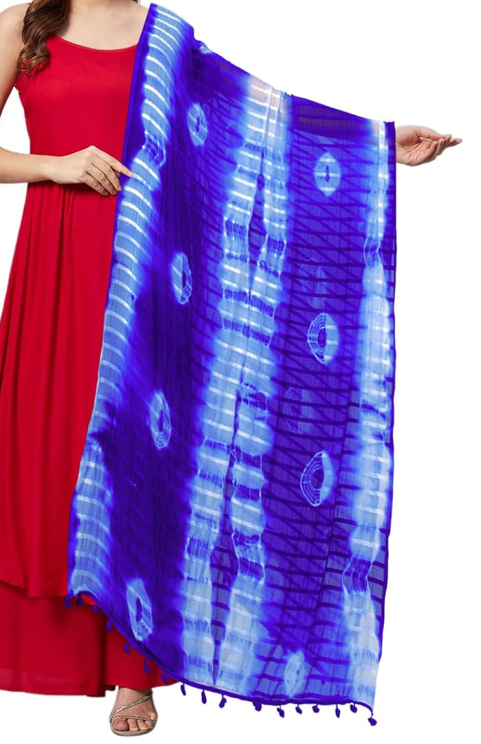 Chandrakala Chiffon Dupatta for Women, Shawl Scarf Wrap Chunni (D288-P)
