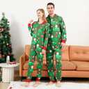 ANGELGGH Onesie Christmas Family Matching Pajamas Adult Couples Men PJs Hooded Women Novelty One-piece Sleepwear (Green)